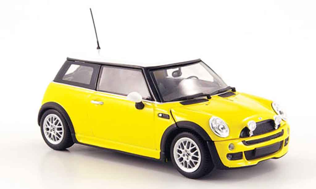 Mini One 1/43 Minichamps giallo bianco avec Aerodynamic Paket 2002 modellino in miniatura