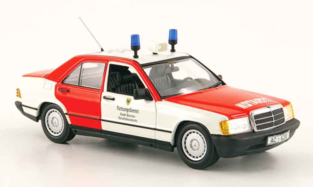 Mercedes 190 D 1/43 Minichamps D (W201) Notarzt pompier Aachen 1984 modellino in miniatura
