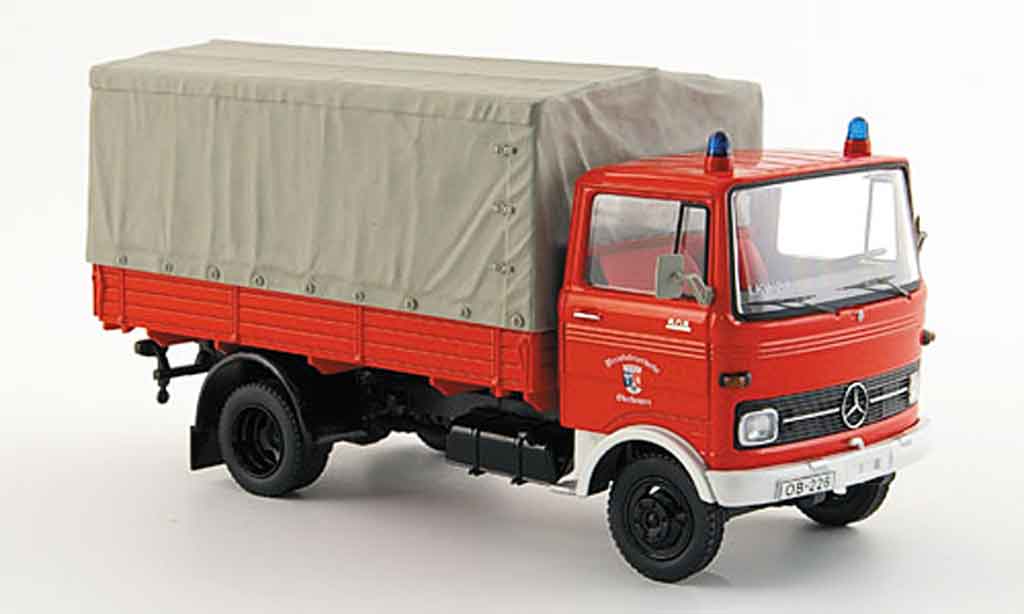 Mercedes LP 608 1/43 Schuco Berufspompier Oberhausen Pritsche Plane modellino in miniatura