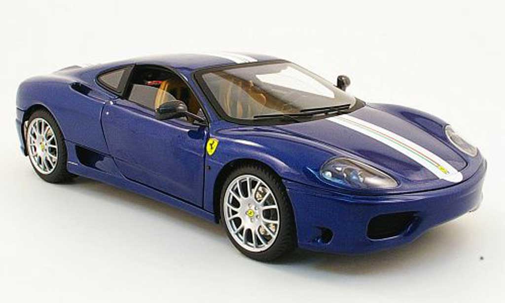 Ferrari 360 Modena Challenge 1/18 Hot Wheels Modena Challenge stradale blu avec italia-bandes modellino in miniatura
