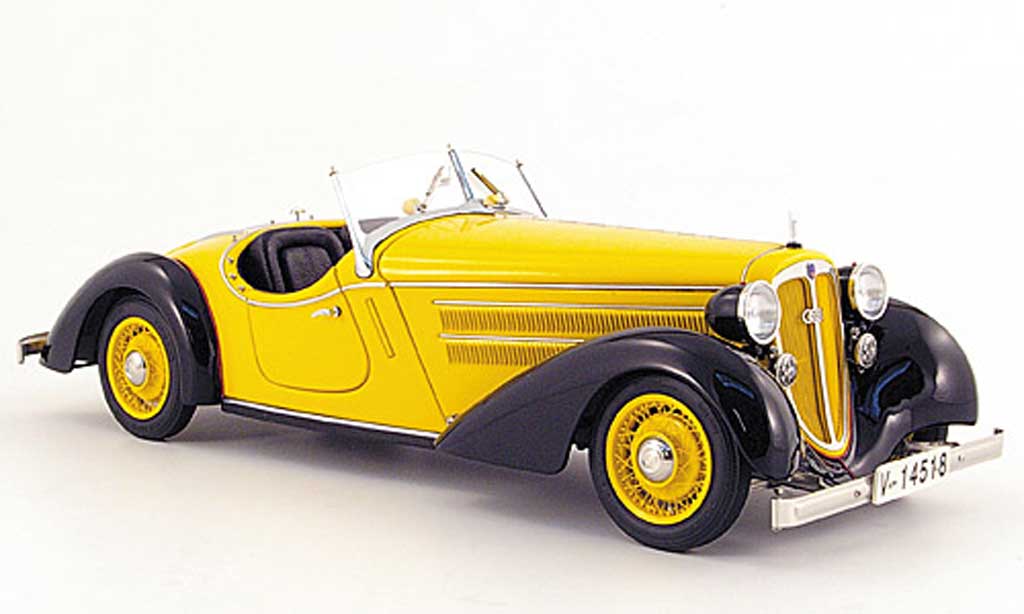 Audi 225 1/18 CMC front roadster nero/giallo 1935 modellino in miniatura