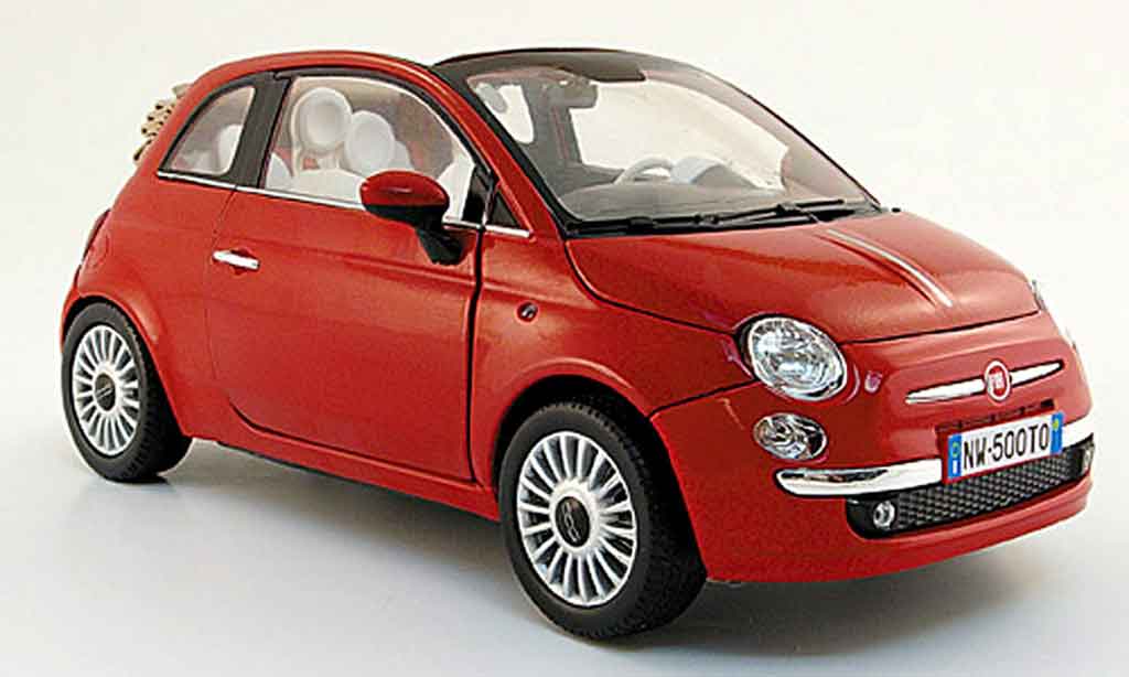 Fiat 500 C 1/18 Mondo Motors C cabriolet rosso 2009 modellino in miniatura