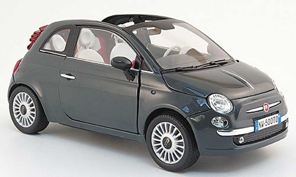 Fiat 500 C 1/18 Mondo Motors C cabriolet grigio 2009 modellino in miniatura