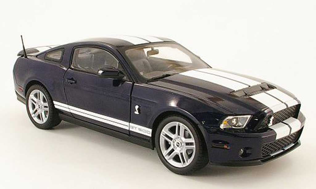 Shelby GT 500 1/18 Shelby Collectibles blu avec bandes biancos 2010 modellino in miniatura