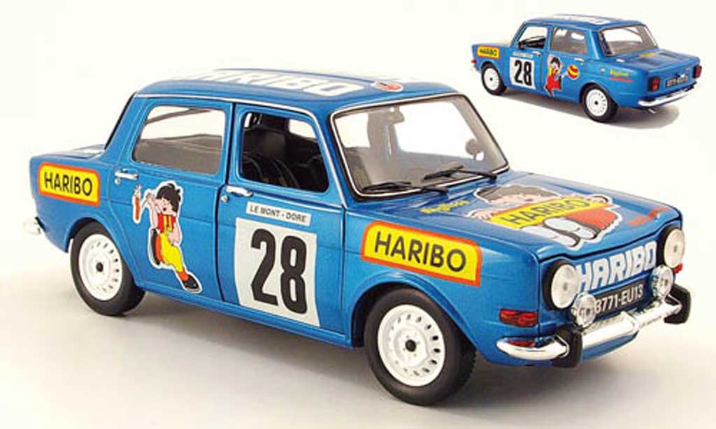 Simca 1000 1/18 Norev rallye 2 no.28 haribo 1977 modellino in miniatura