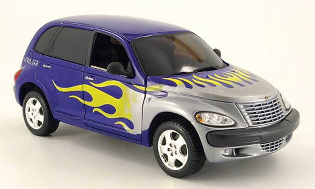 Chrysler PT Cruiser 1/18 Maisto blu grigio mit falmendesign modellino in miniatura