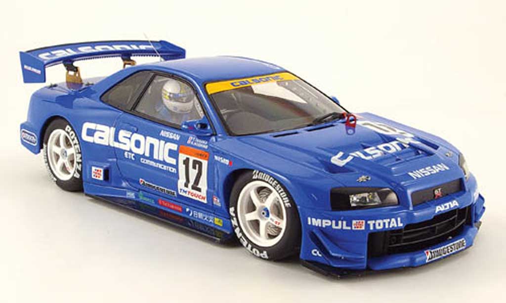Nissan Skyline R34 1/18 Autoart JGTC R34 gt-r no.12 calsonic k.hoshino 2002 modellino in miniatura