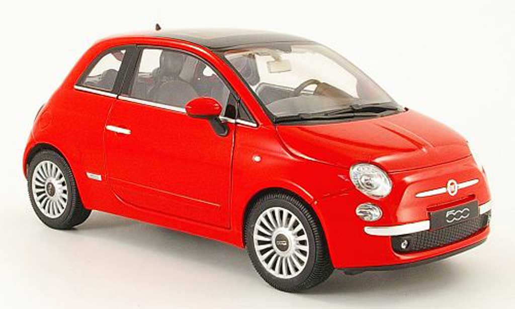 Fiat 500 1/18 Welly rosso 2007 modellino in miniatura