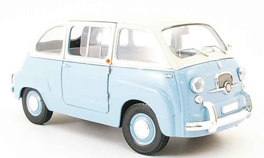 Fiat 600 1/18 Mini Miniera multipla bicolore blu/grigio modellino in miniatura