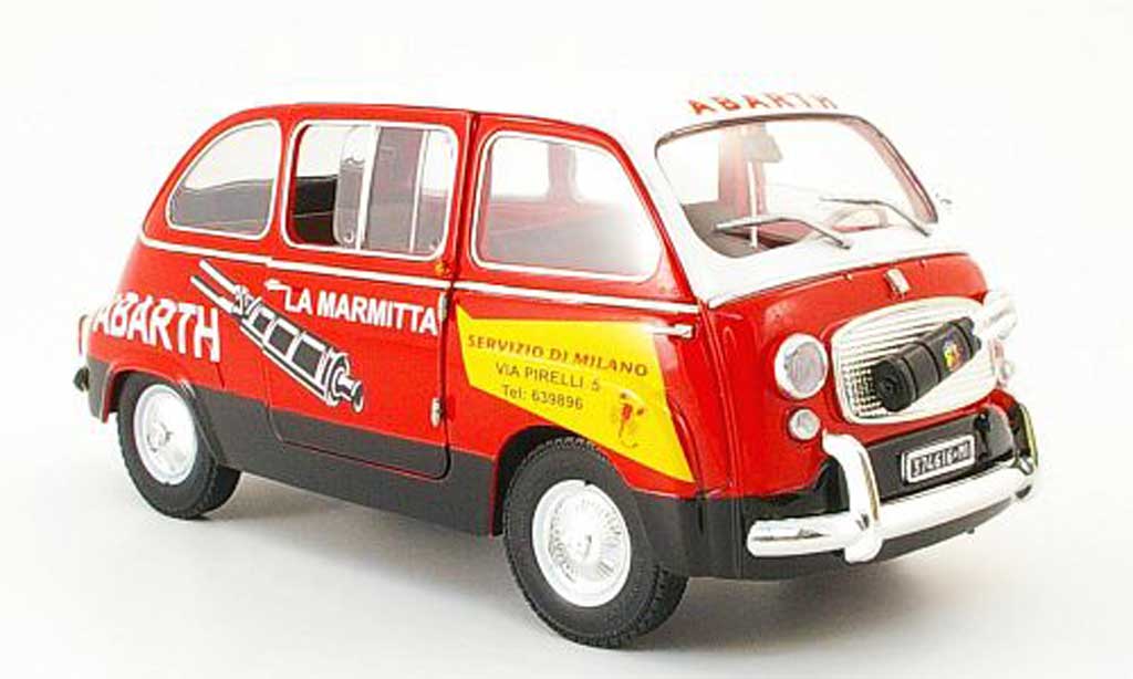 Fiat 600 1/18 Mini Miniera multipla abarth service rosso/bianco modellino in miniatura