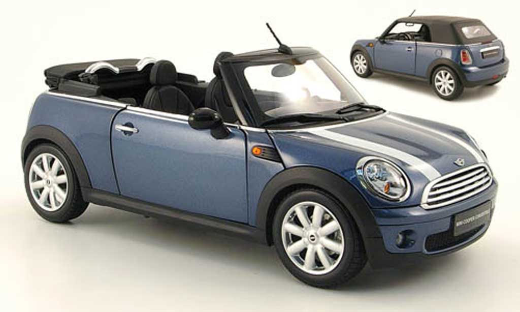 Mini Cabriolet 1/18 Kyosho blu bandes biancos 2009 modellino in miniatura