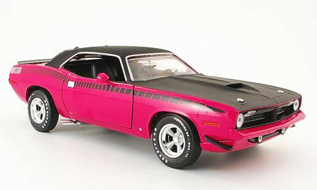 Plymouth Cuda 1970 1/18 Ertl 1970 aar pink/mattnero avec vinyldach modellino in miniatura