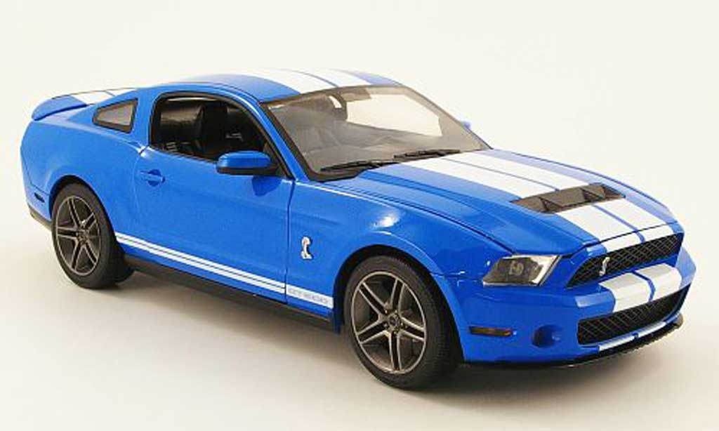 Shelby GT 500 1/18 Greenlight blu avec bianco bandes 2010 modellino in miniatura