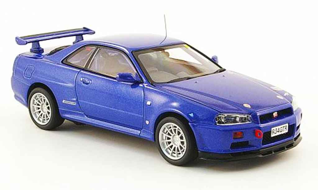 Nissan Skyline R34 1/43 Kyosho R34 GT R Gr.N blu modellino in miniatura