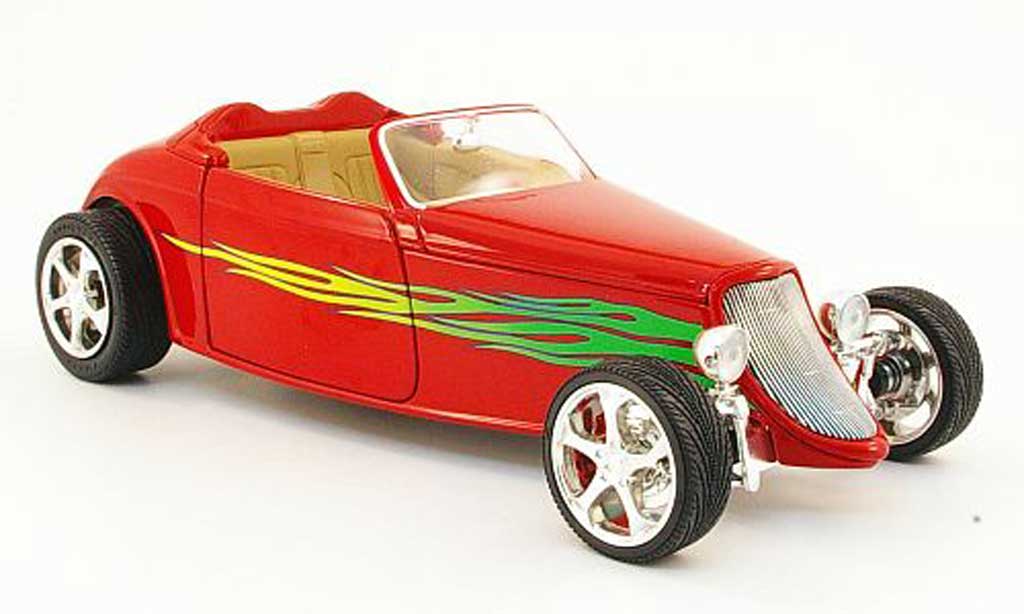 Ford Hot Rod 1/18 Yat Ming convertibile rosso avec flammendekor offen 1933 modellino in miniatura