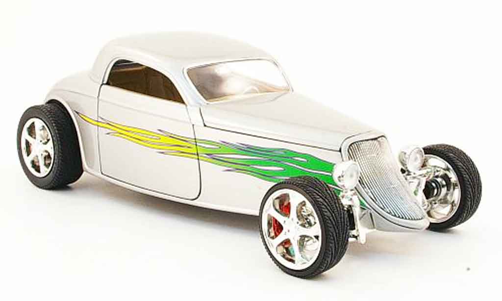 Ford Hot Rod 1/18 Yat Ming coupe grigio avec flammendekor 1933 modellino in miniatura
