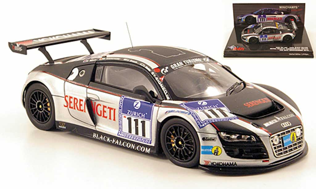Audi R8 LMS 1/43 Minichamps LMS No.111 Black Falcon 24h Nurburgring 2010 modellino in miniatura