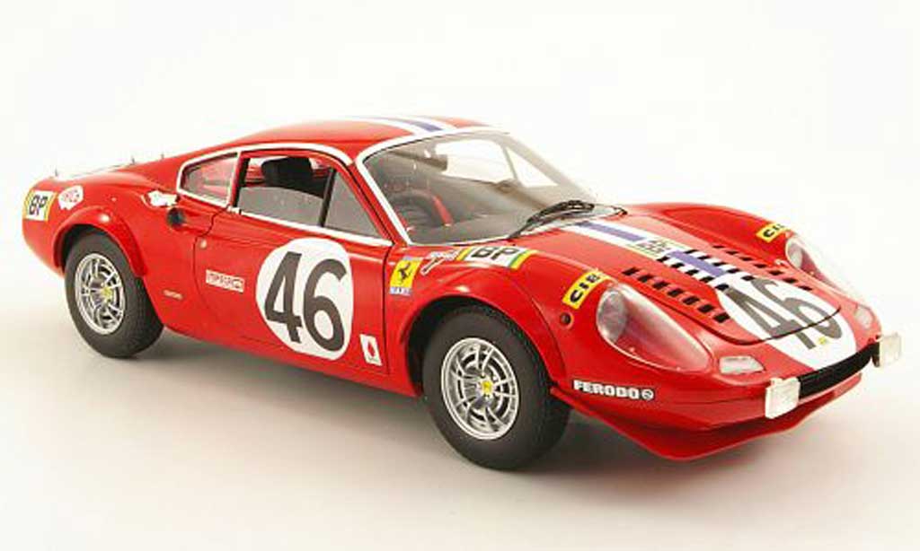 Ferrari 246 1/18 Hot Wheels dino gt no.46 nart 24h le mans 1972 modellino in miniatura