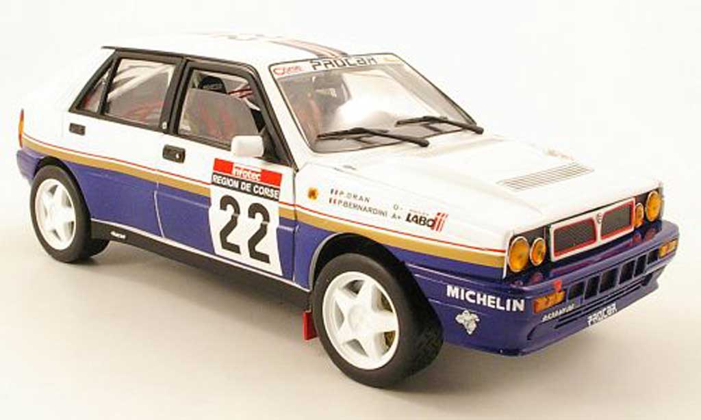 Lancia Delta HF Integrale 1/18 Sun Star HF Integrale no.22 rossohmans tour de corse 1990 p.bernardini / p.dran modellino in miniatura