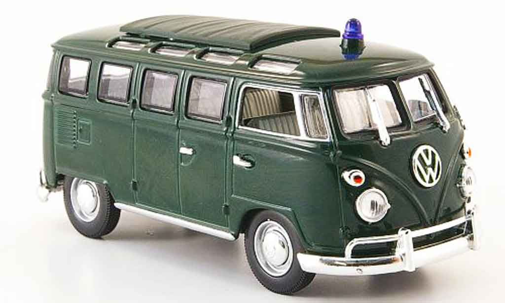 Volkswagen Combi 1/43 Yat Ming t1 samba police grun modellino in miniatura