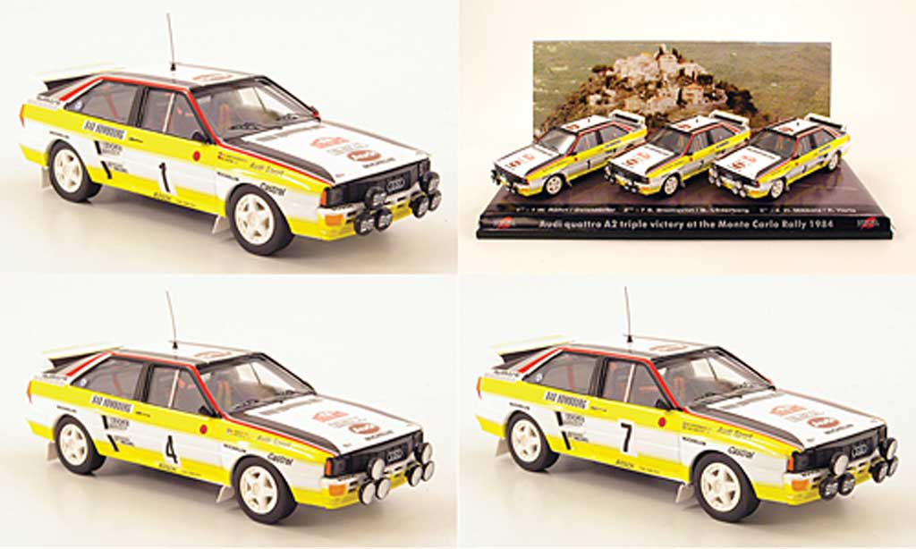 Audi Quattro 1/43 Trofeu 3er-Set: A2 Dreifachsieg Rally Monte Carlo 1984 modellino in miniatura