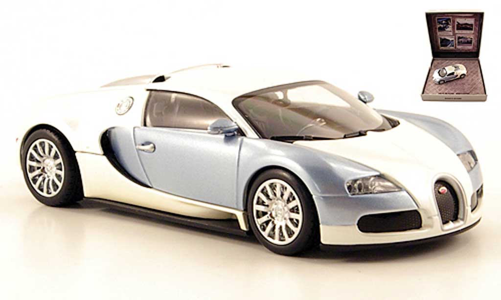 Bugatti Veyron 16.4 1/43 Minichamps 16.4 bianco/grigio blu 2009 modellino in miniatura