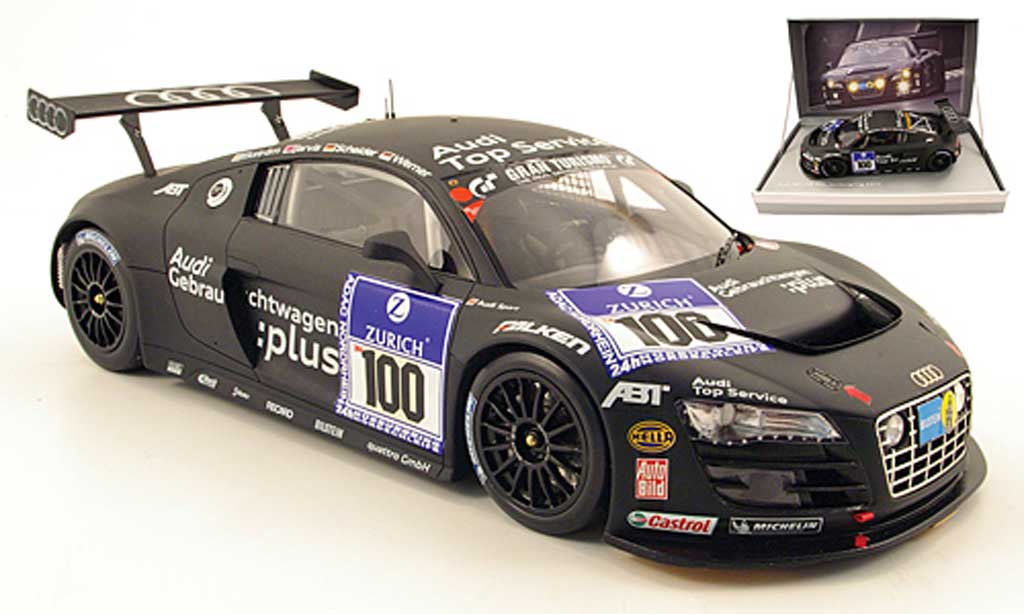 Audi R8 LMS 1/18 Spark LMS no.100 audi top service 24h nurburgring 2010 ekstrom / jarvis / scheider / werner modellino in miniatura