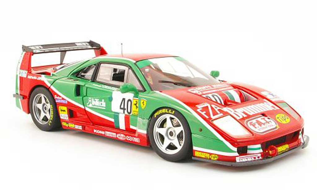 Ferrari F40 1/18 Hot Wheels competizione no.40 brummel 24h le mans 1995 l.della noce/a.olofsson/t.ota modellino in miniatura