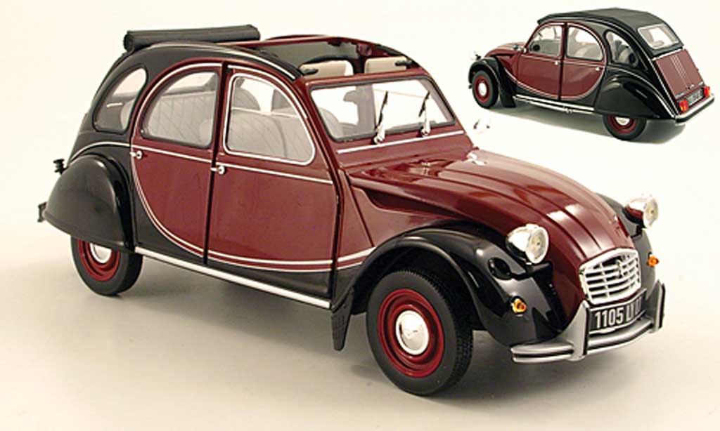 Citroen 2CV 1/18 Norev Charleston rosso/nero 1982 modellino in miniatura