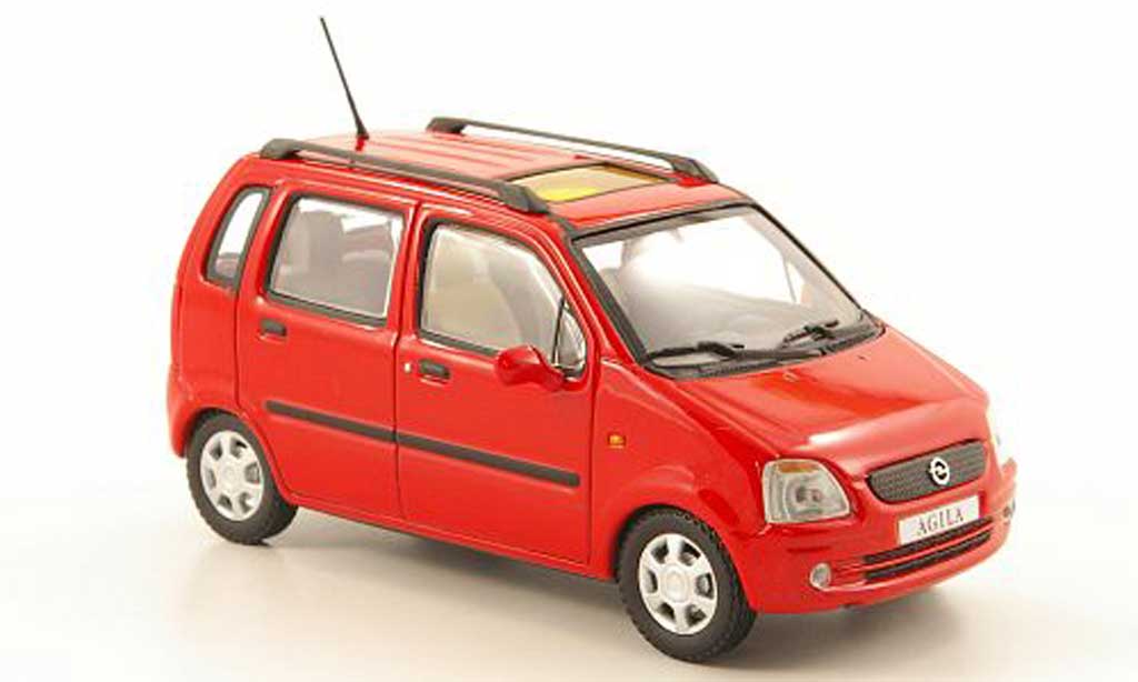 Opel Agila 1/43 Minichamps rosso 2000 modellino in miniatura