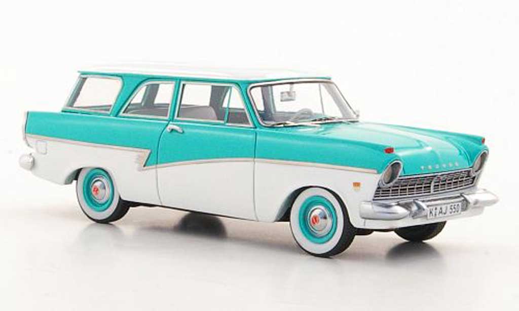 Ford Taunus 1957 1/43 Neo 1957 P2 17m Turnier turkis/bianco modellino in miniatura