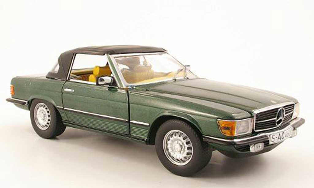 Mercedes 350 SL 1/18 Sun Star SL verde geschlossen 1977 modellino in miniatura