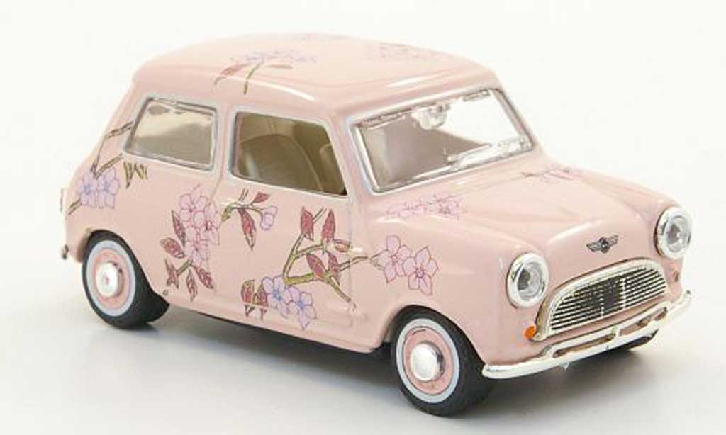 Austin Mini Cooper 1/43 Oxford Cooper pink mit Blutenmuster modellino in miniatura