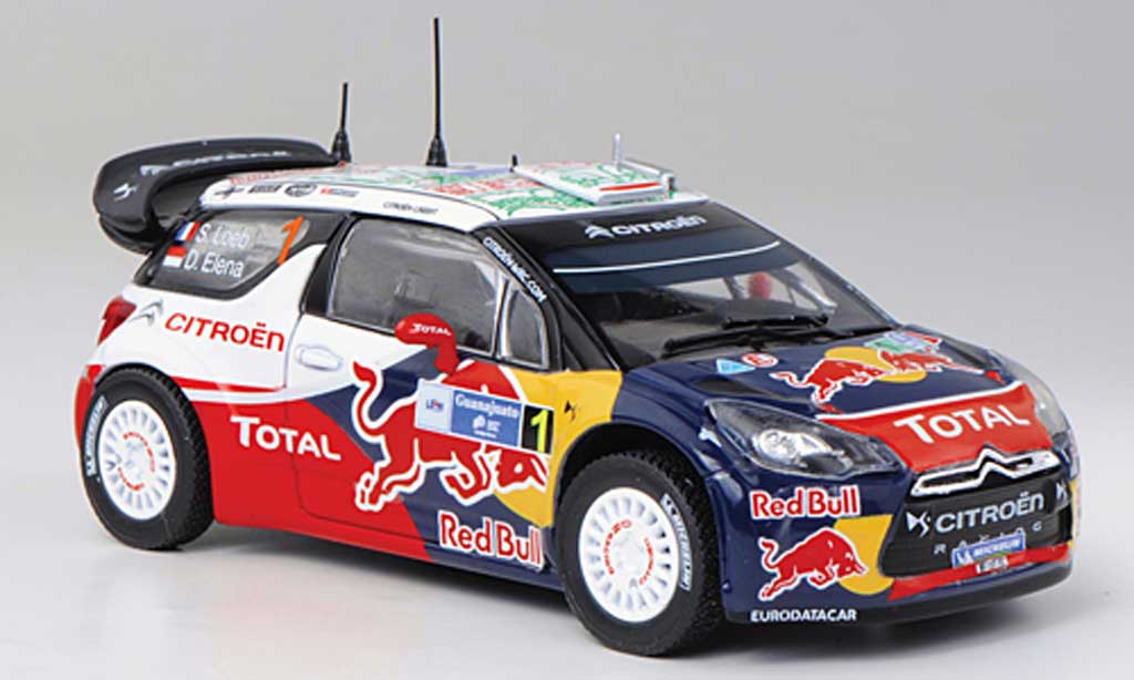 DS Automobiles DS3 WRC 2011 1/43 Norev WRC 2011 No.1 Red Bull - Total S.Loeb / D.Elena Rally Mexiko modellino in miniatura