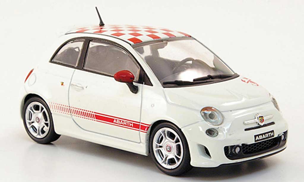 Fiat 500 Abarth 1/43 Hachette Abarth bianco/rosso 2008 modellino in miniatura