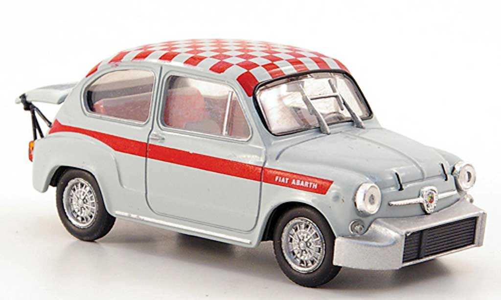 Fiat Abarth 1000 1/43 Hachette Berlina/Corsa grigio/rosso-kariert 1967 modellino in miniatura