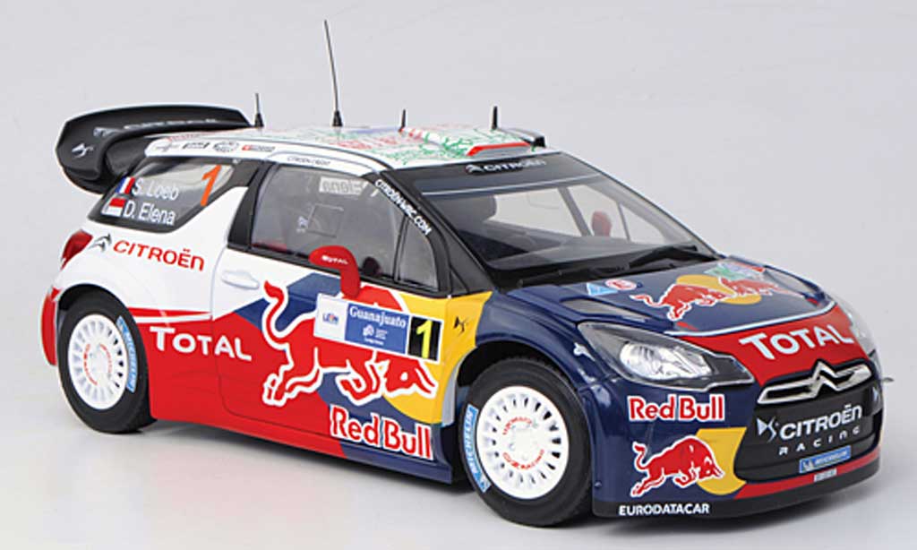 DS Automobiles DS3 WRC 2011 1/18 Norev WRC 2011 No.1 Red Bull - Total S.Loeb / D.Elena Rally Mexiko 2011 modellino in miniatura