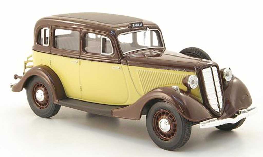 Gaz M1 Taxi 1/43 Nash Avtoprom Taxi marronee/beige modellino in miniatura