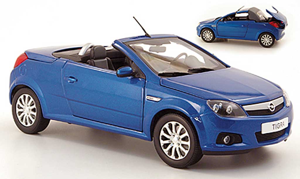 Opel Tigra 1/18 Norev twintop blu/grigio metallized modellino in miniatura