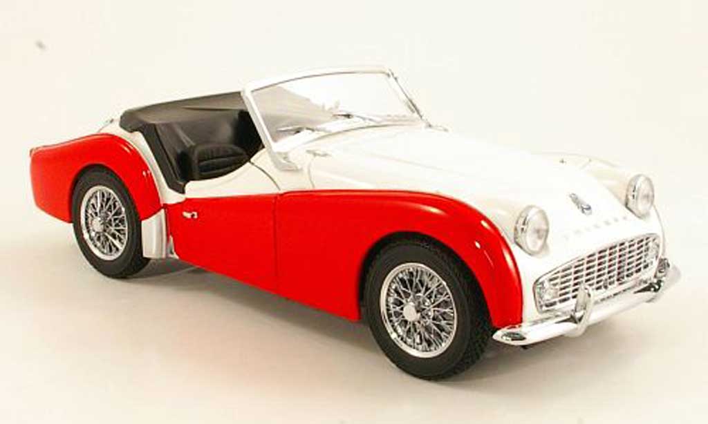 Triumph TR3 A 1/18 Kyosho A bianco/rosso RHD mit Beifahrerabdeckung modellino in miniatura