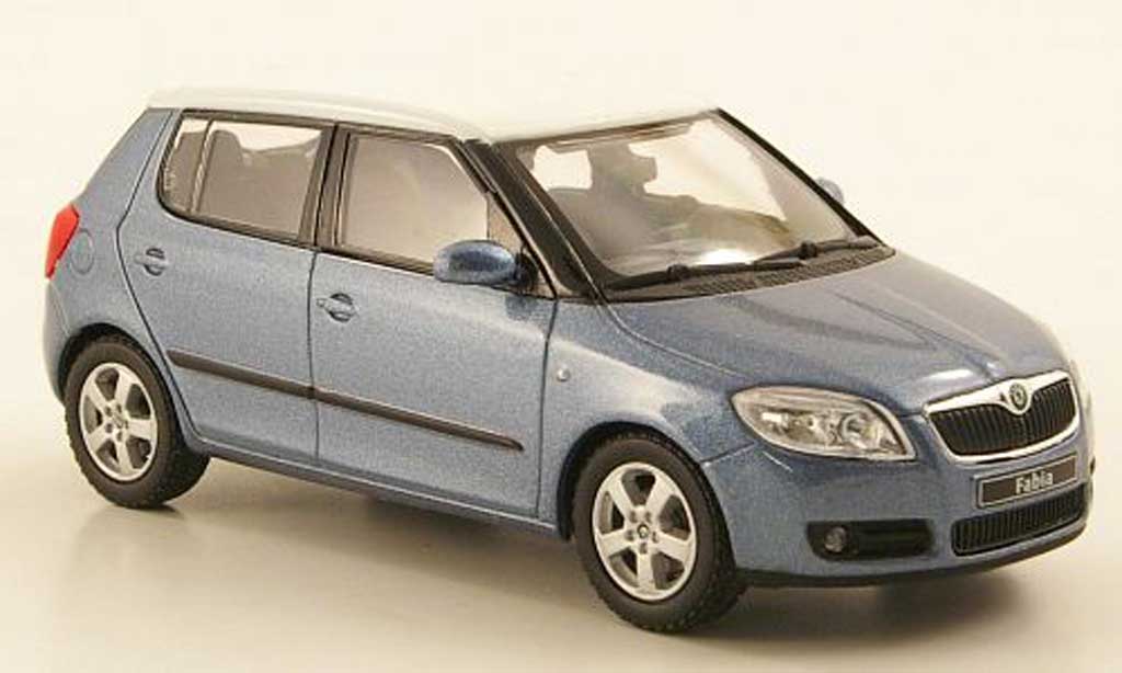 Skoda Fabia II 1/43 Abrex II blugrigio avec biancoem Dach 2006 modellino in miniatura