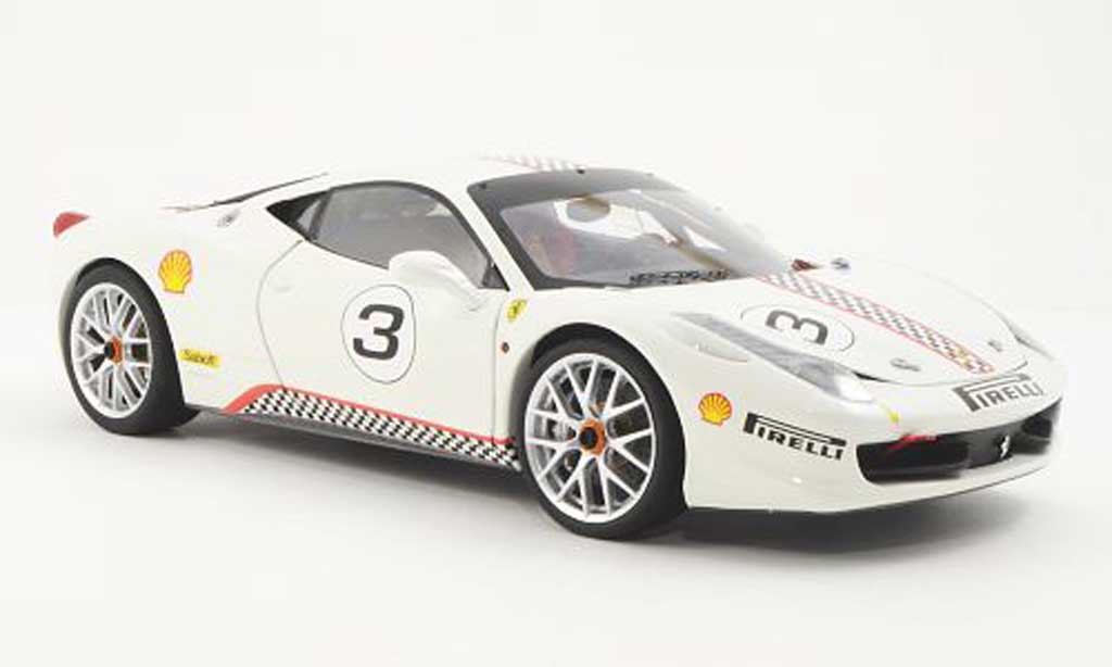 Ferrari 458 Challenge 1/18 Hot Wheels Elite Challenge No.3 bianco (Elite) modellino in miniatura
