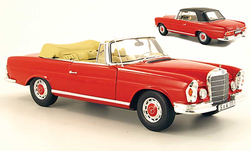 Mercedes 280 1969 1/18 Norev 1969 SE Cabriolet (W111) rosso modellino in miniatura