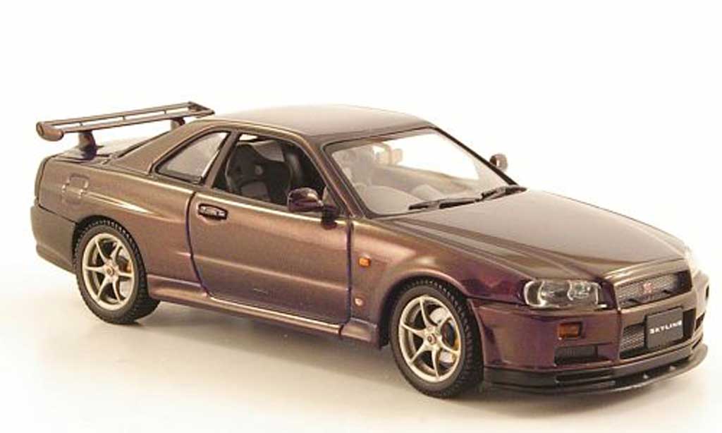 Nissan Skyline R34 1/43 Autoart R34 GT-R lila 1999 modellino in miniatura