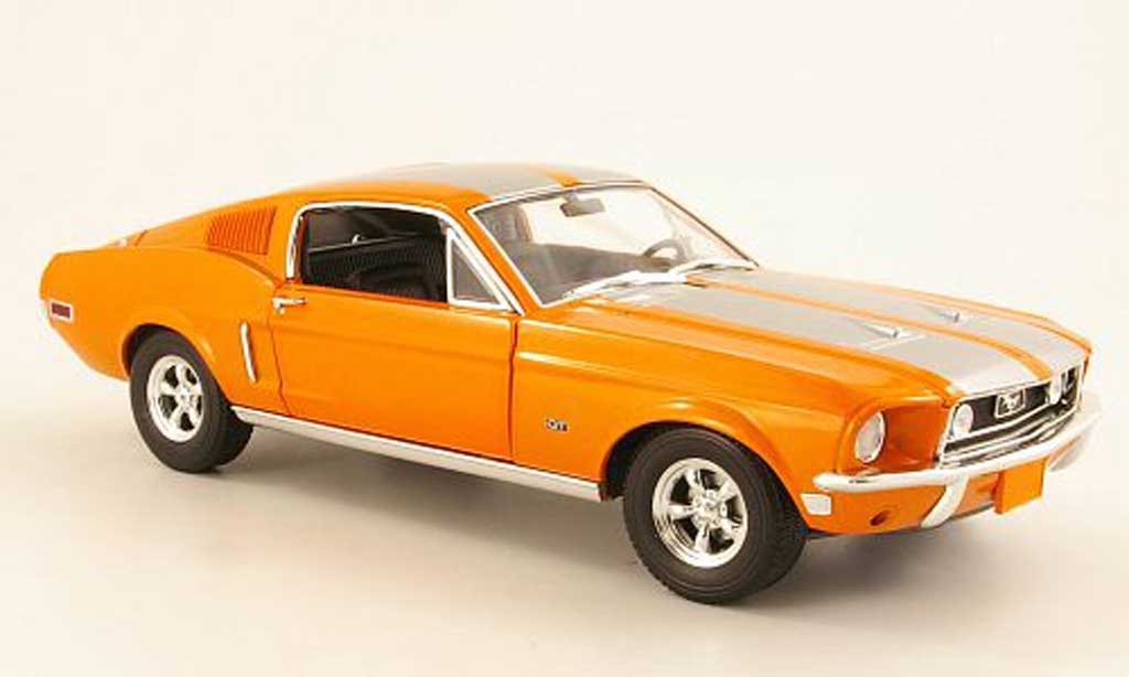 Ford Mustang 1968 1/18 Greenlight 1968 GT 2+2 Fastback orange/grigio metalliseegrigio modellino in miniatura