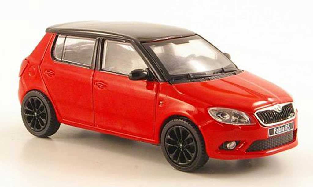Skoda Fabia 1/43 Abrex rosso mit neroem Dach und Felgen 2010 modellino in miniatura