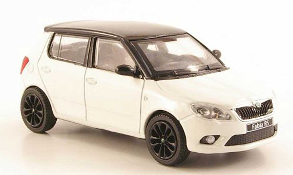 Skoda Fabia 1/43 Abrex bianco mit neroem Dach und Felgen 2010 modellino in miniatura