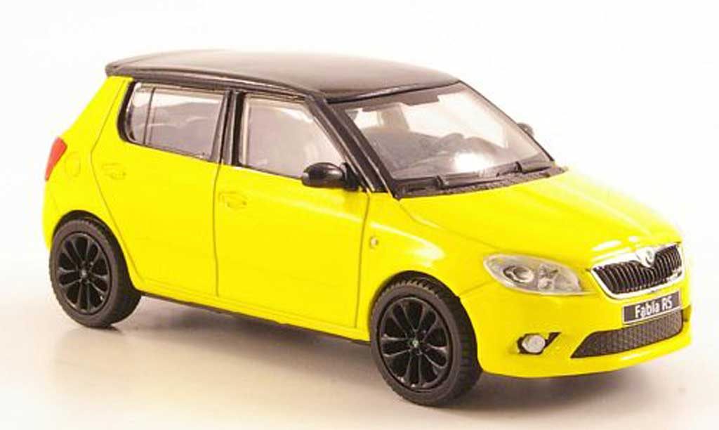 Skoda Fabia 1/43 Abrex giallo mit neroem Dach und Felgen 2010 modellino in miniatura