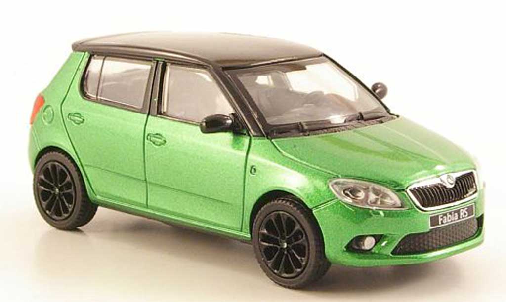 Skoda Fabia RS 1/43 Abrex RS II grun mit neroem Dach und Felgen 2010 modellino in miniatura
