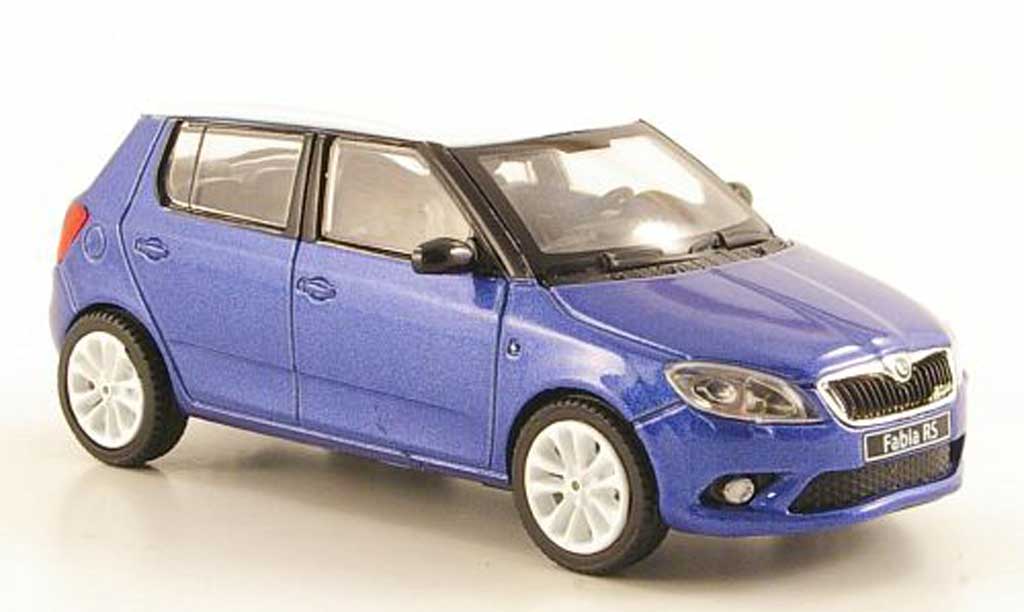 Skoda Fabia 1/43 Abrex blu mit biancoem Dach und Felgen 2010 modellino in miniatura